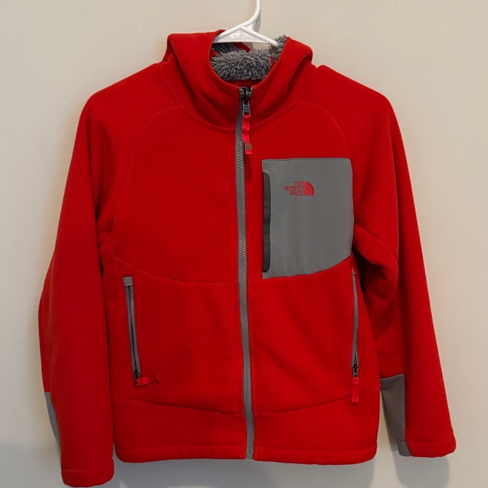 The North Face Boys Chimborazo Hoodie Orange and Gray Fleece Jacket size M
